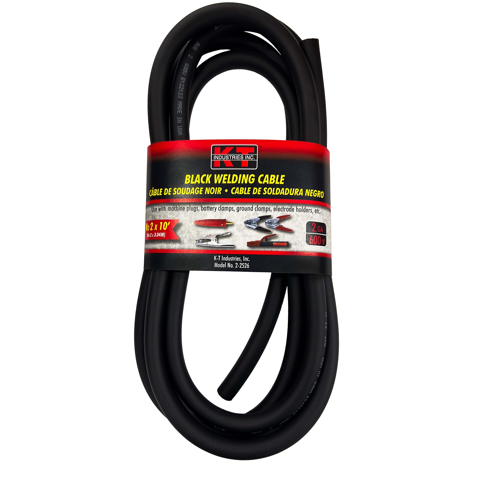 K-T Industries Welding Cable, No. 2 AWG, 10ft. Box, 600V, Model# 2-2526